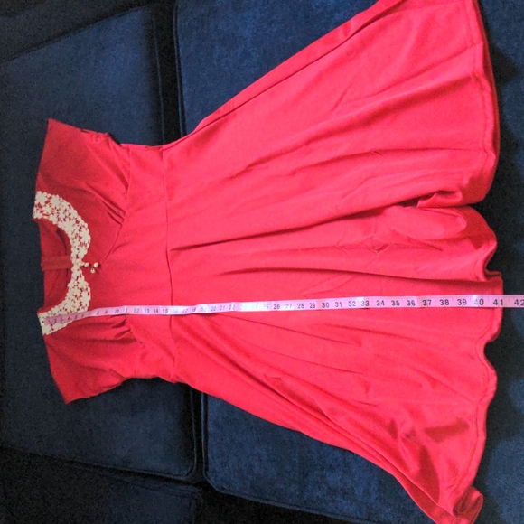 Trendsgal red dress with white lace peter pan collar, NWOT, XXL - Picture 6 of 6